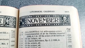 November in the liturgical calendar with a skull & crossbones!