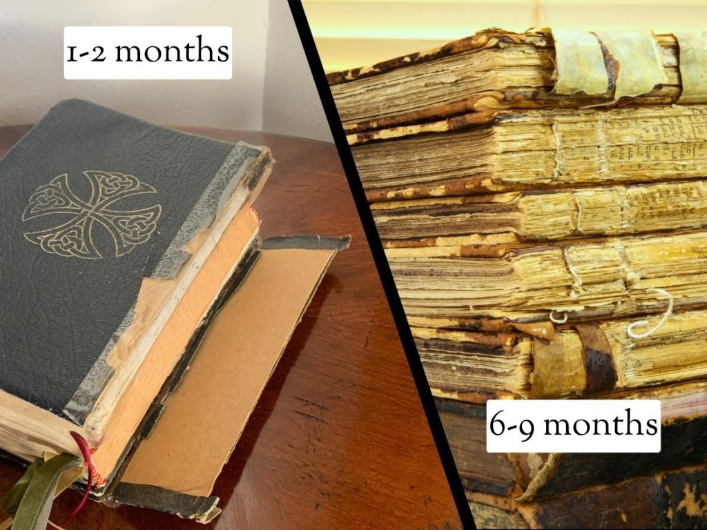 How long does a book take to repair with 2 different types of book in need of repair